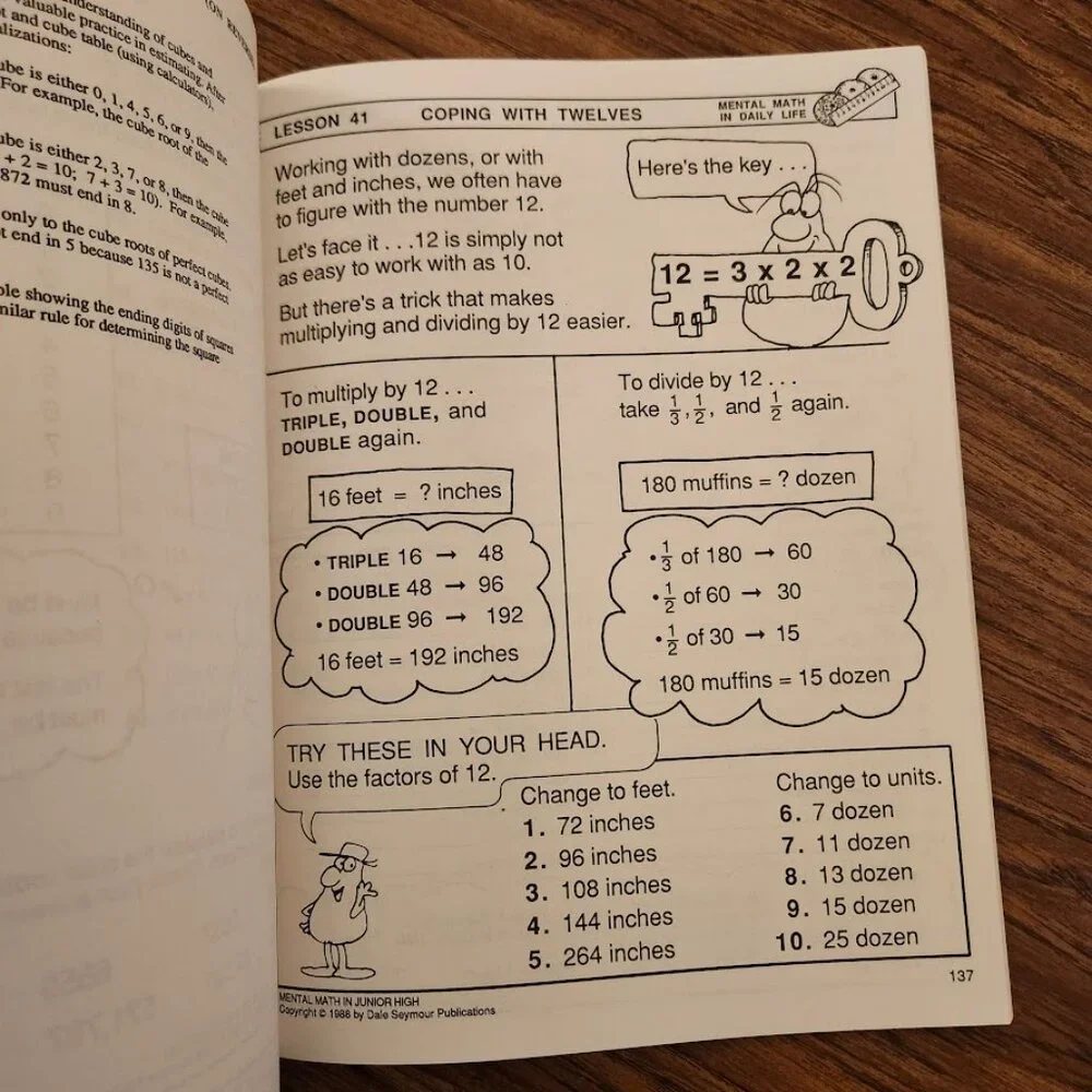 Mental Math in Junior High Workbook Grades 7-9 Paperback Activity Book Mathemati